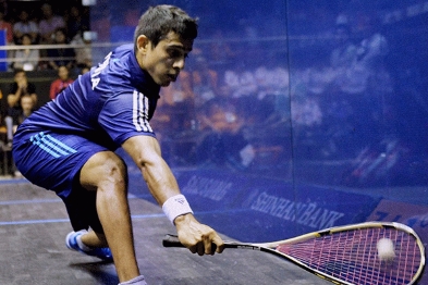 man playing squash